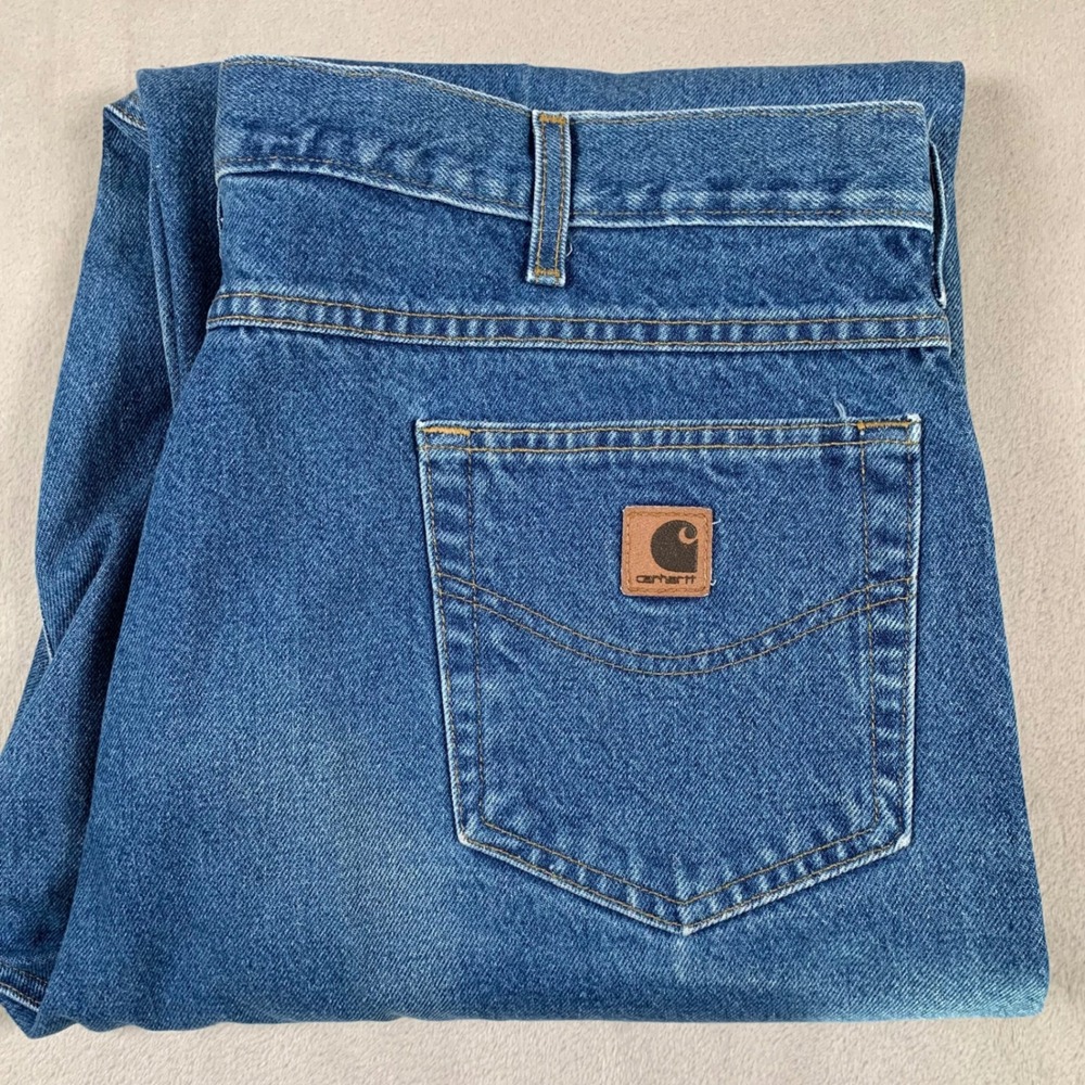 Carhartt Jeans Mens 42x36 Blue B113 DST Straight Leg Work Denim Pants